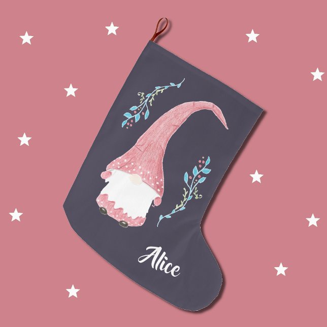 Modern red Scandinavian gnome Christmas stocking (Creator Uploaded)