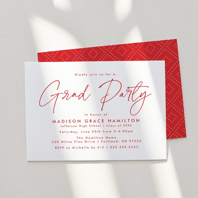 Modern Red Script Graduation Party Invitation (Creator Uploaded)