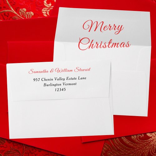 Modern Red Script Merry Christmas Elegant Holiday Envelope