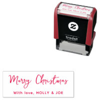 Modern Red Script Merry Christmas Name