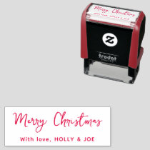 Modern Red Script Merry Christmas Name Self-inking Stamp