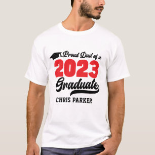 Modern Red Script Proud DAD of a 2023 Graduate T-Shirt
