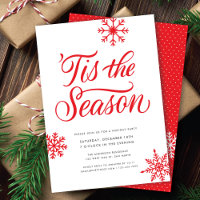 Modern Red Script 'Tis The Season Christmas Party