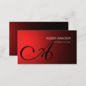 Modern Red Simple Monogram Business Card (Front/Back)