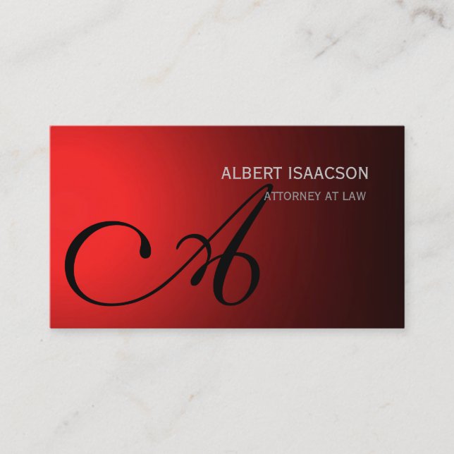 Modern Red Simple Monogram Business Card (Front)