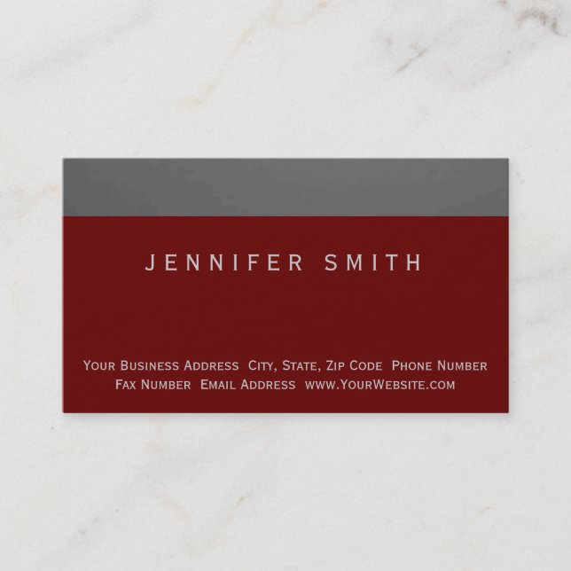 Modern Red Simple Plain Business Card (Front)