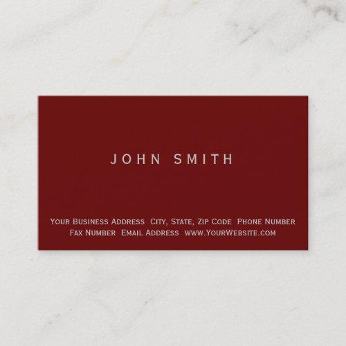 Modern Red Simple Plain Business Card