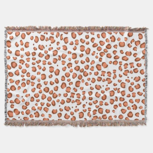 Modern Red Snow Leopard Animal Print Pattern Throw Blanket