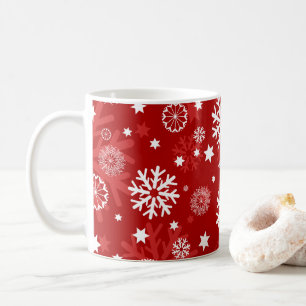 Modern Red Snowflake Christmas Coffee Mug