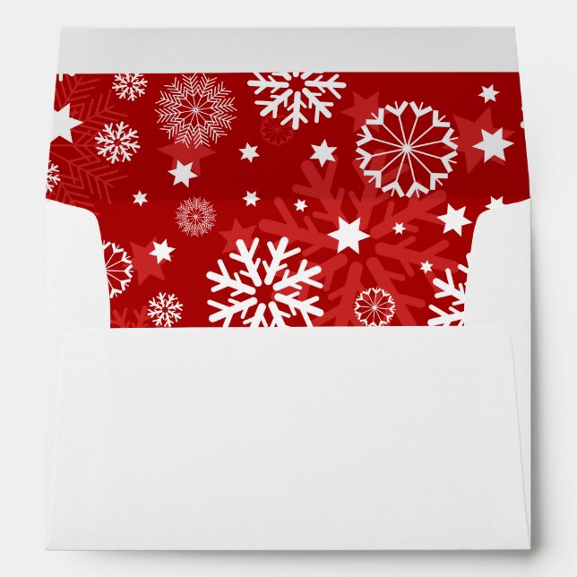 Modern Red Snowflake Christmas Holiday Envelope (Back (Bottom))