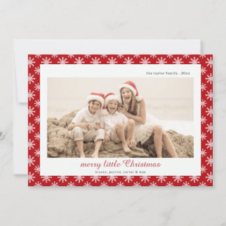 modern red snowflake Christmas photo Holiday Card
