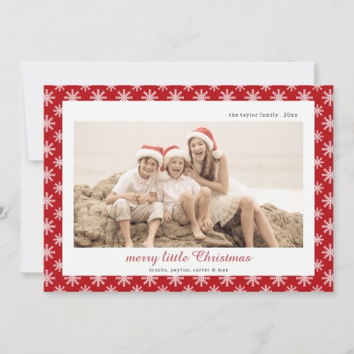 modern red snowflake Christmas photo  Holiday Card