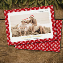 modern red snowflake merry Christmas foil photo