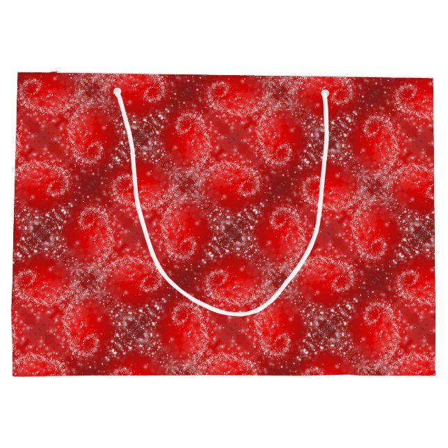 Modern Red Snowflake Pattern Large Gift Bag (Back)