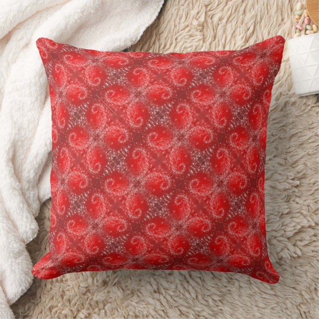 Modern Red Snowflake Pattern Throw Pillow (Blanket)