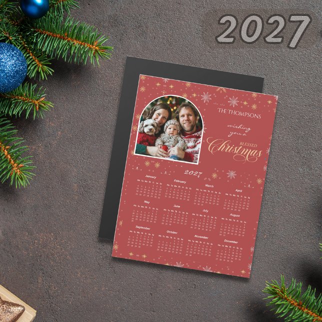 Modern Red Snowflake Photo 2027 Calendar (Creator Uploaded)