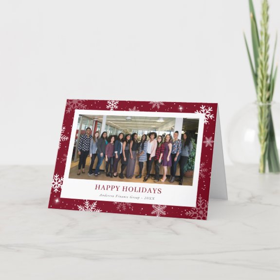 Modern Red Snowflake Photo Business