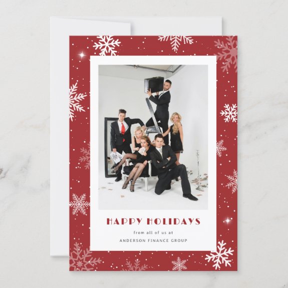 Modern Red Snowflake Photo Corporate Business