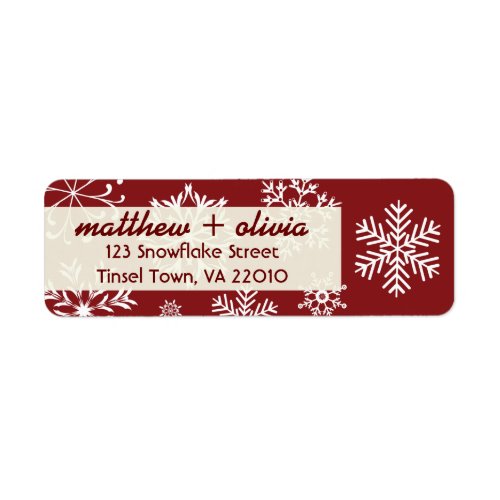 Modern Red Snowflakes Address Labels