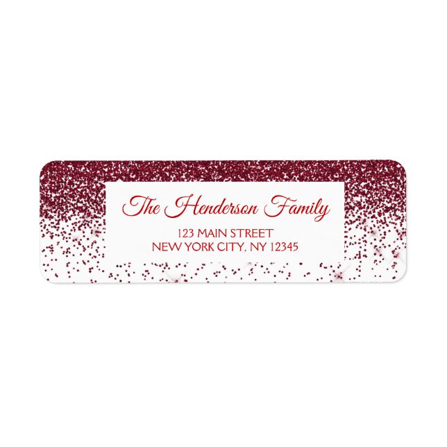 Modern Red Sparkly Glitter Elegant Christmas Label (Front)