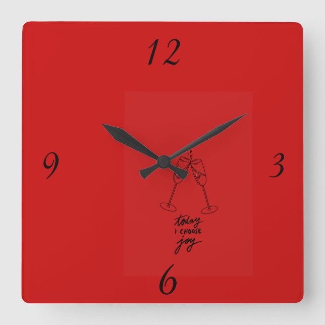 Modern Red Square Wall Clock Designer Clock (Front)