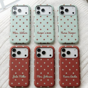 Modern Red Starry Night Wedding Bridesmaid Name iPhone 17 Pro Case