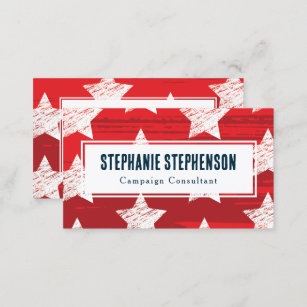 Modern Red Stars Abstract Patriotic Business Card