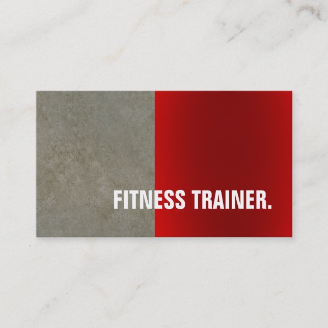 Modern Red Stone Wall Grey Fitness Trainer Business Card (Front)
