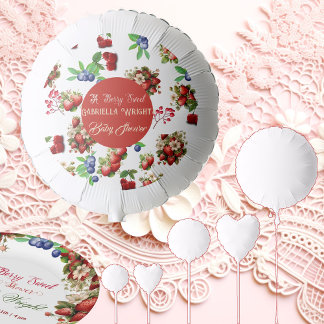 Modern Red Strawberry Blue Berry Sweet Baby Shower Balloon