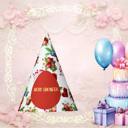 Modern Red Strawberry Blue Berry Sweet Baby Shower Party Hat