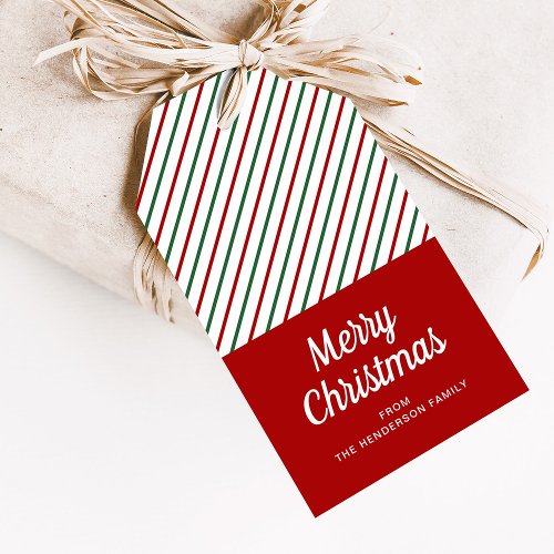 Modern Red Striped Christmas Gift Tags