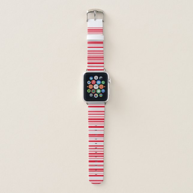 Modern Red Striped Pattern Apple Watch Band (Front)