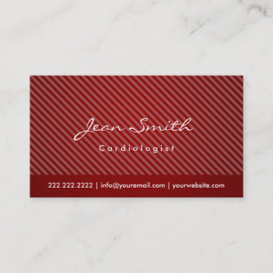 Modern Red Stripes Cardiologist Business Card