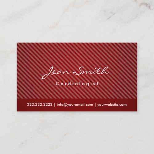 Modern Red Stripes Cardiologist Business Card