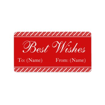 Modern Red Stripes Christmas Gift Tag Stickers by thechristmascardshop at Zazzle