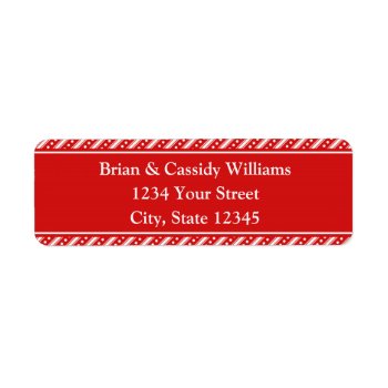 Modern Red Stripes Christmas Return Address Labels by thechristmascardshop at Zazzle