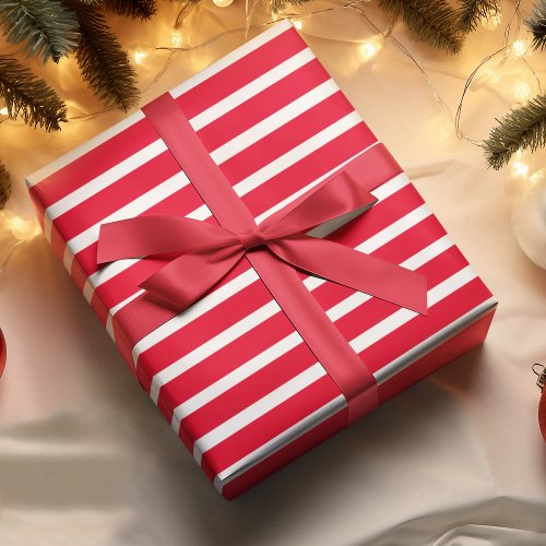 Modern Red Stripes Christmas Wrapping Paper