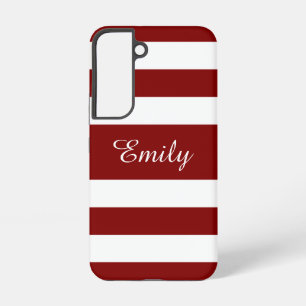 Modern Red Stripes Name Samsung Galaxy S22 Case