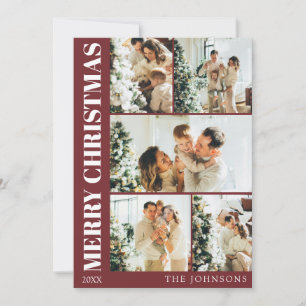 Modern Red Stylish Family Christmas Holiday Card