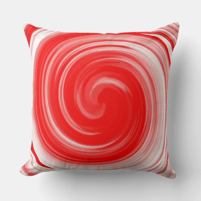 Modern Red Swirl Abstract Art Throw Pillow (Front)