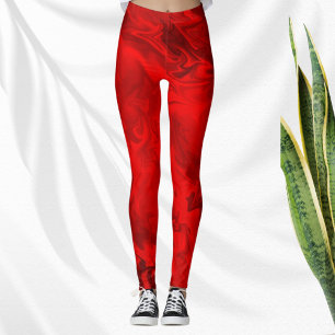 Modern Red Swirl Leggings