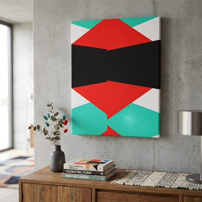 Modern Red & Teal Geometric Abstract Art Canvas Print (Creator Uploaded)
