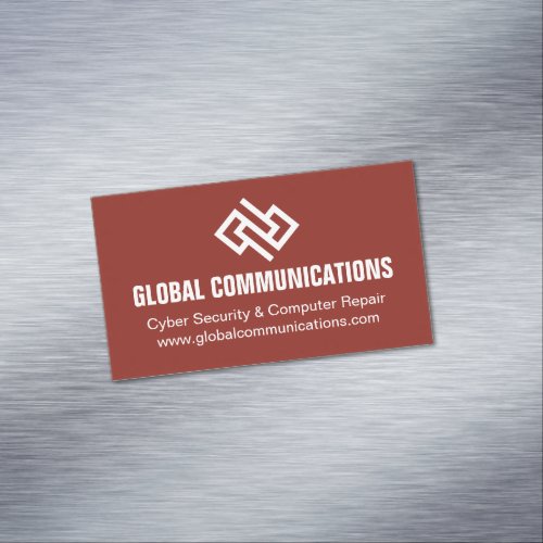 Modern Red Technology Computer Software Company Business Card Magnet