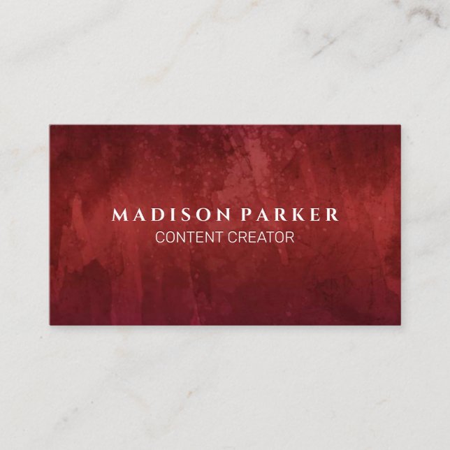 Modern Red Texture Background Business Card (Front)