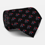 Modern Red Tractor on Black Neck Tie