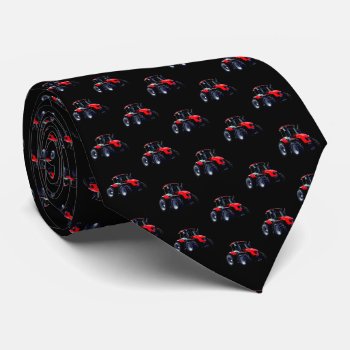 Modern Red Tractor On Black Neck Tie by DakotaInspired at Zazzle