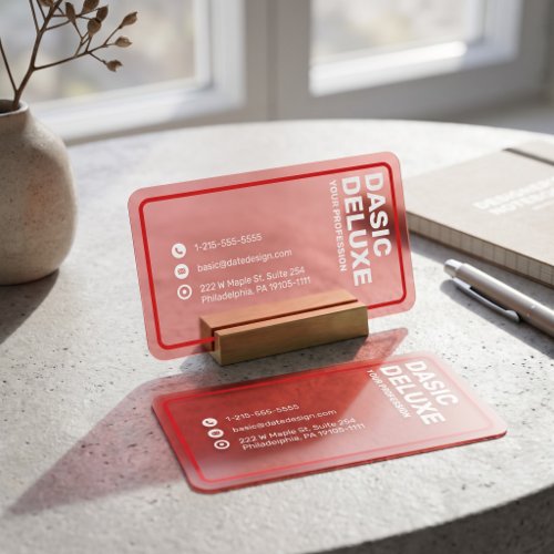 Modern RED Translucent Clear Business Cards