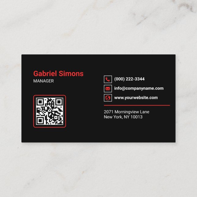 Modern Red Triangle Building Roofing QR Code Business Card (Back)