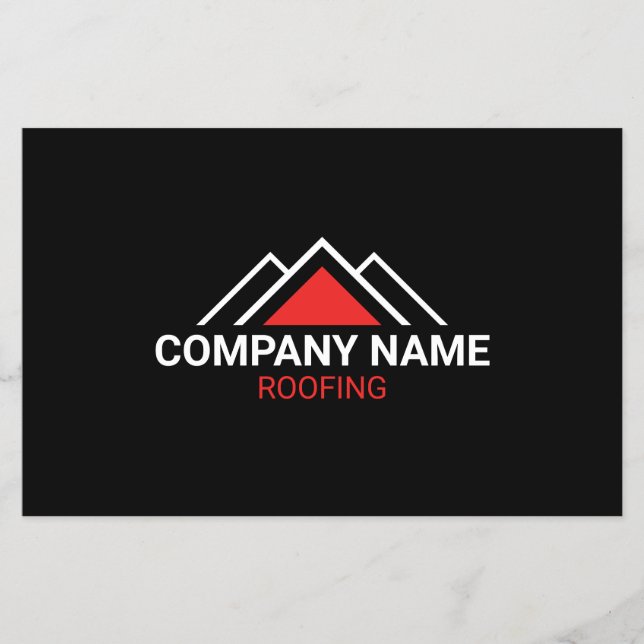 Modern Red Triangle Building Roofing QR Code Flyer (Front)