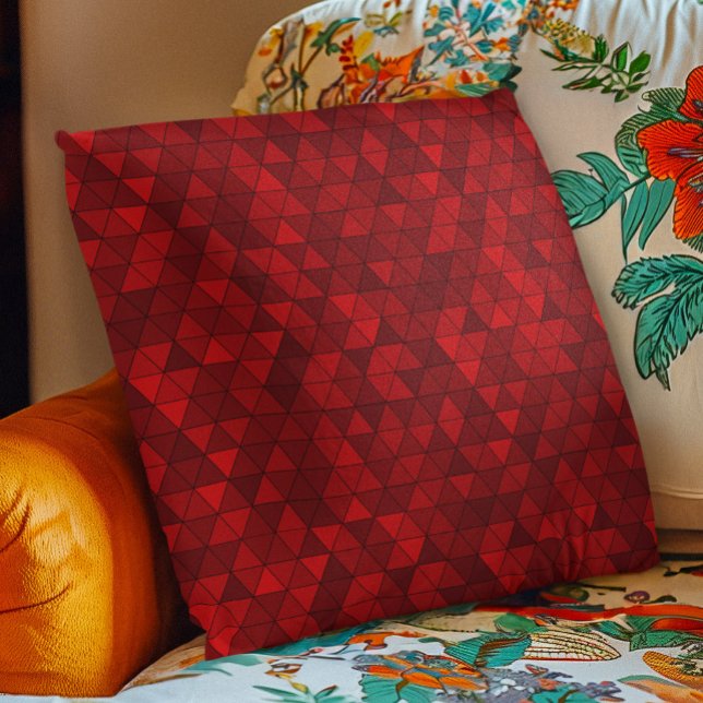 Modern Red Triangles Chic and Stylish Geometric  Throw Pillow (Creator Uploaded)